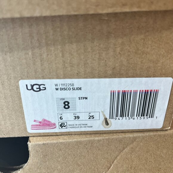 NWT UGG Disco Stripe Slide Slipper Pink Rose Women's US sizes 8 Brand NEW!!! - Picture 8 of 8